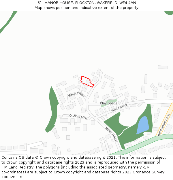 61, MANOR HOUSE, FLOCKTON, WAKEFIELD, WF4 4AN: Location map and indicative extent of plot