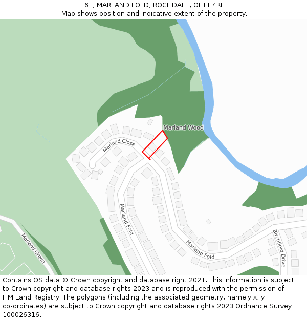 61, MARLAND FOLD, ROCHDALE, OL11 4RF: Location map and indicative extent of plot