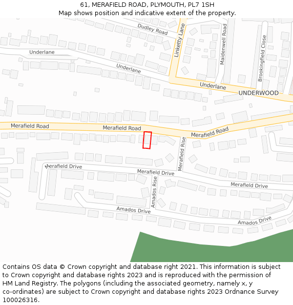 61, MERAFIELD ROAD, PLYMOUTH, PL7 1SH: Location map and indicative extent of plot