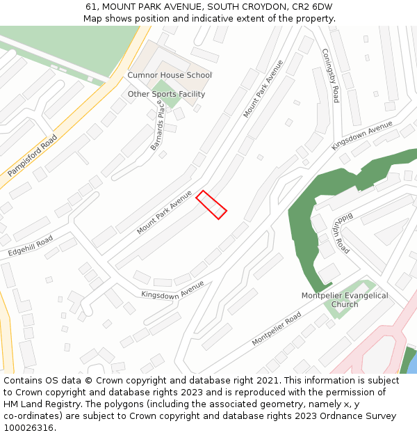 61, MOUNT PARK AVENUE, SOUTH CROYDON, CR2 6DW: Location map and indicative extent of plot