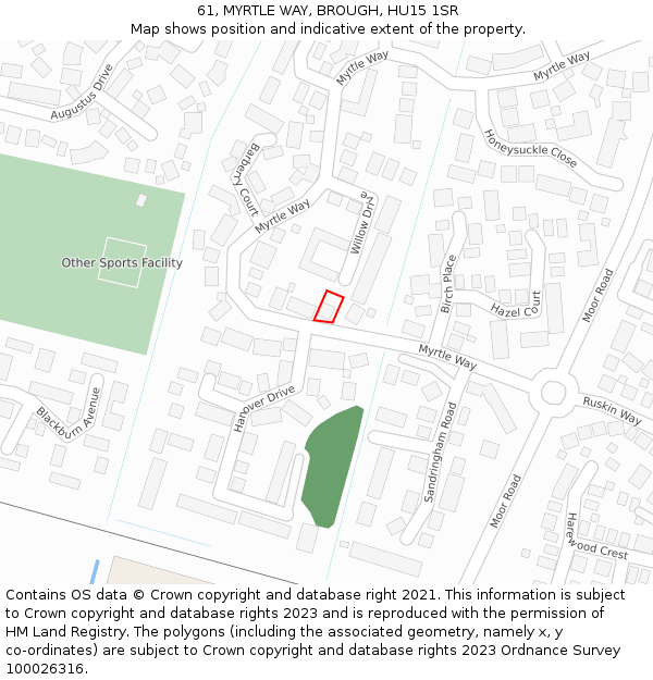 61, MYRTLE WAY, BROUGH, HU15 1SR: Location map and indicative extent of plot