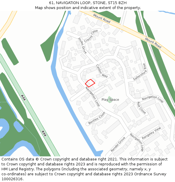 61, NAVIGATION LOOP, STONE, ST15 8ZH: Location map and indicative extent of plot