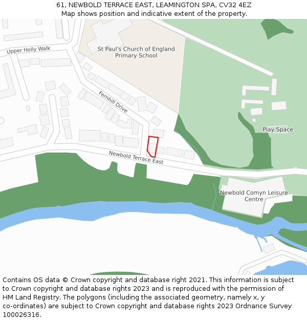 61, NEWBOLD TERRACE EAST, LEAMINGTON SPA, CV32 4EZ: Location map and indicative extent of plot