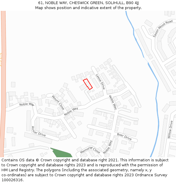 61, NOBLE WAY, CHESWICK GREEN, SOLIHULL, B90 4JJ: Location map and indicative extent of plot