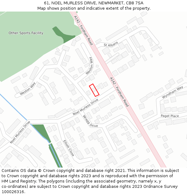 61, NOEL MURLESS DRIVE, NEWMARKET, CB8 7SA: Location map and indicative extent of plot