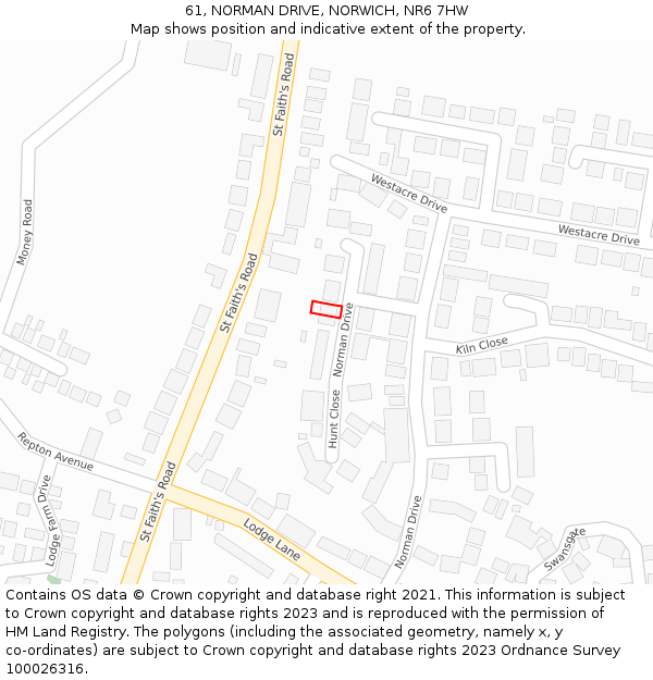 61, NORMAN DRIVE, NORWICH, NR6 7HW: Location map and indicative extent of plot