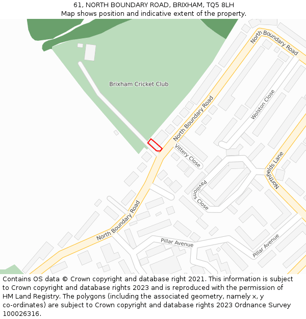 61, NORTH BOUNDARY ROAD, BRIXHAM, TQ5 8LH: Location map and indicative extent of plot