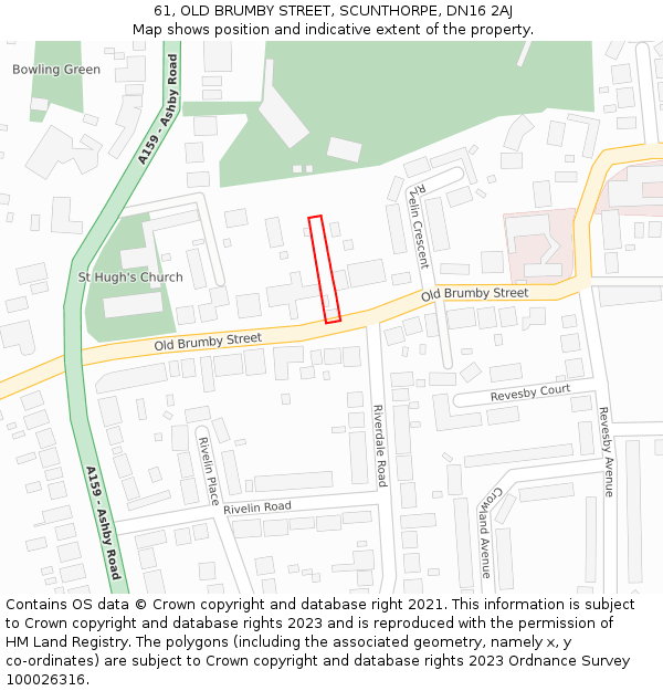 61, OLD BRUMBY STREET, SCUNTHORPE, DN16 2AJ: Location map and indicative extent of plot