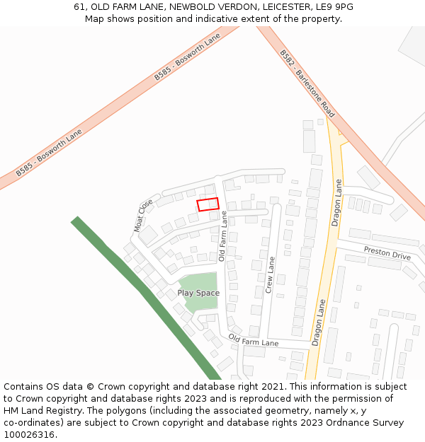 61, OLD FARM LANE, NEWBOLD VERDON, LEICESTER, LE9 9PG: Location map and indicative extent of plot