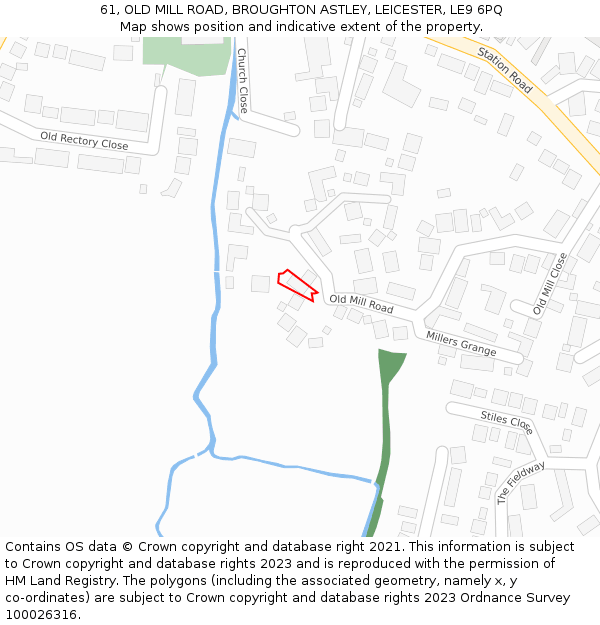 61, OLD MILL ROAD, BROUGHTON ASTLEY, LEICESTER, LE9 6PQ: Location map and indicative extent of plot