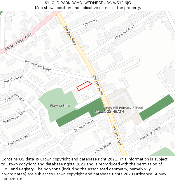 61, OLD PARK ROAD, WEDNESBURY, WS10 9JG: Location map and indicative extent of plot