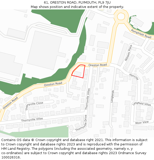 61, ORESTON ROAD, PLYMOUTH, PL9 7JU: Location map and indicative extent of plot