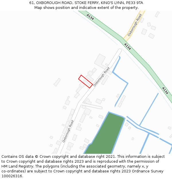 61, OXBOROUGH ROAD, STOKE FERRY, KING'S LYNN, PE33 9TA: Location map and indicative extent of plot