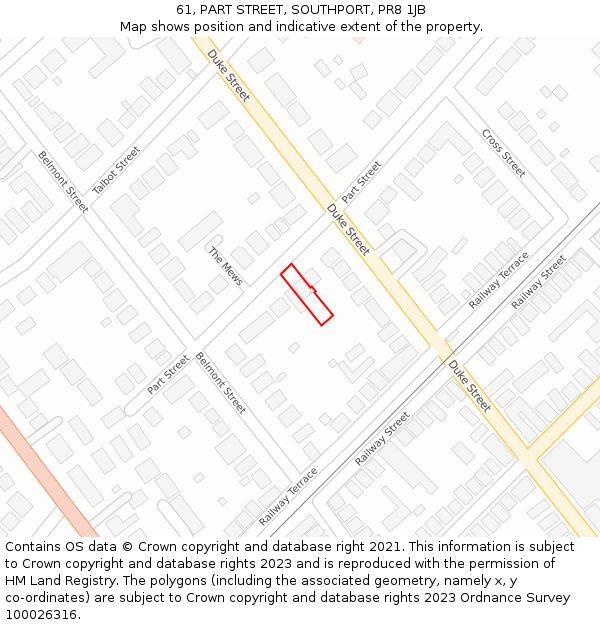 61, PART STREET, SOUTHPORT, PR8 1JB: Location map and indicative extent of plot