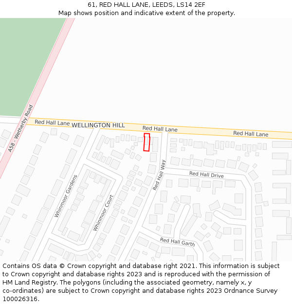61, RED HALL LANE, LEEDS, LS14 2EF: Location map and indicative extent of plot