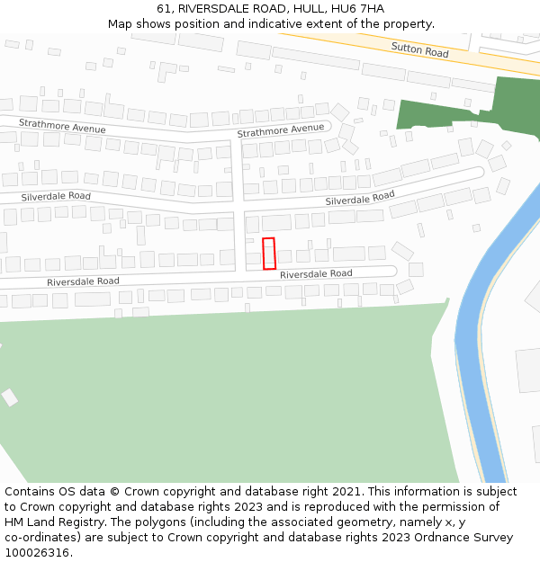 61, RIVERSDALE ROAD, HULL, HU6 7HA: Location map and indicative extent of plot