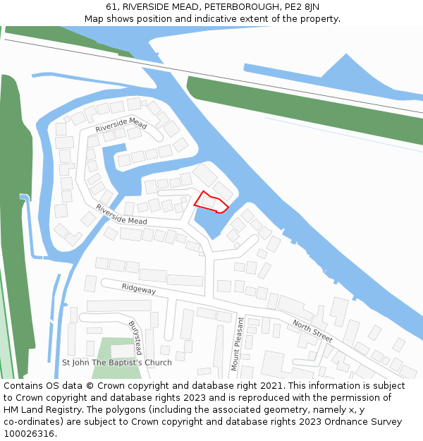 61, RIVERSIDE MEAD, PETERBOROUGH, PE2 8JN: Location map and indicative extent of plot
