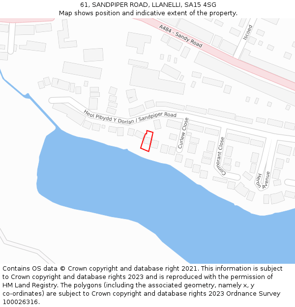 61, SANDPIPER ROAD, LLANELLI, SA15 4SG: Location map and indicative extent of plot