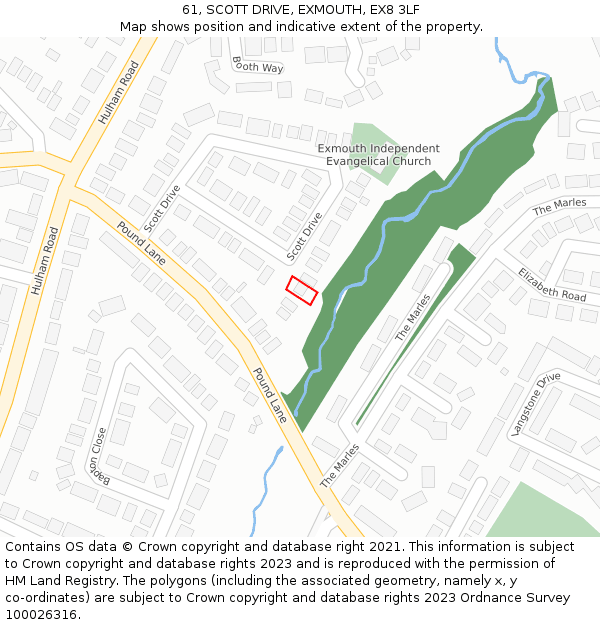 61, SCOTT DRIVE, EXMOUTH, EX8 3LF: Location map and indicative extent of plot