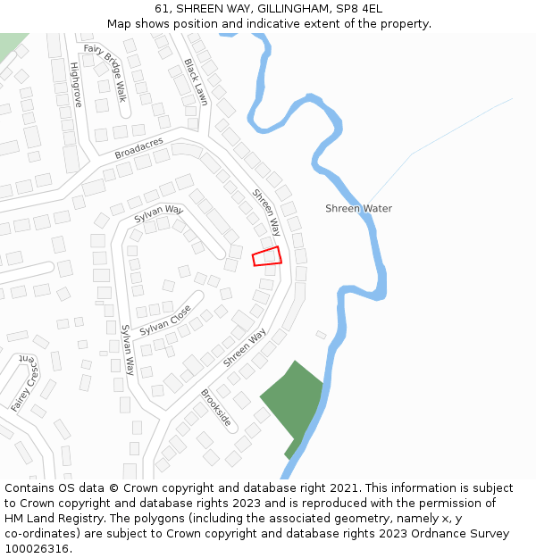 61, SHREEN WAY, GILLINGHAM, SP8 4EL: Location map and indicative extent of plot