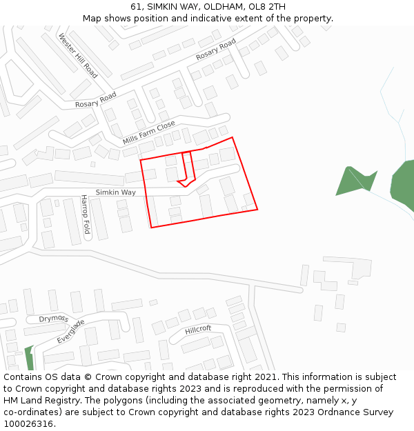 61, SIMKIN WAY, OLDHAM, OL8 2TH: Location map and indicative extent of plot