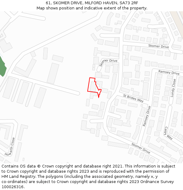 61, SKOMER DRIVE, MILFORD HAVEN, SA73 2RF: Location map and indicative extent of plot