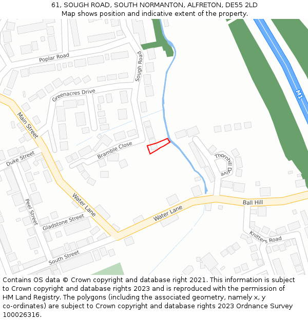 61, SOUGH ROAD, SOUTH NORMANTON, ALFRETON, DE55 2LD: Location map and indicative extent of plot