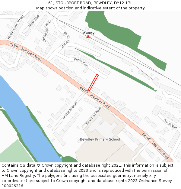 61, STOURPORT ROAD, BEWDLEY, DY12 1BH: Location map and indicative extent of plot