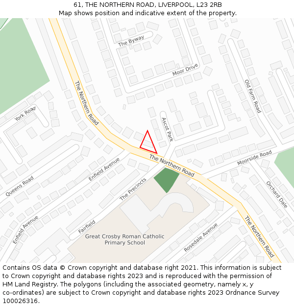 61, THE NORTHERN ROAD, LIVERPOOL, L23 2RB: Location map and indicative extent of plot