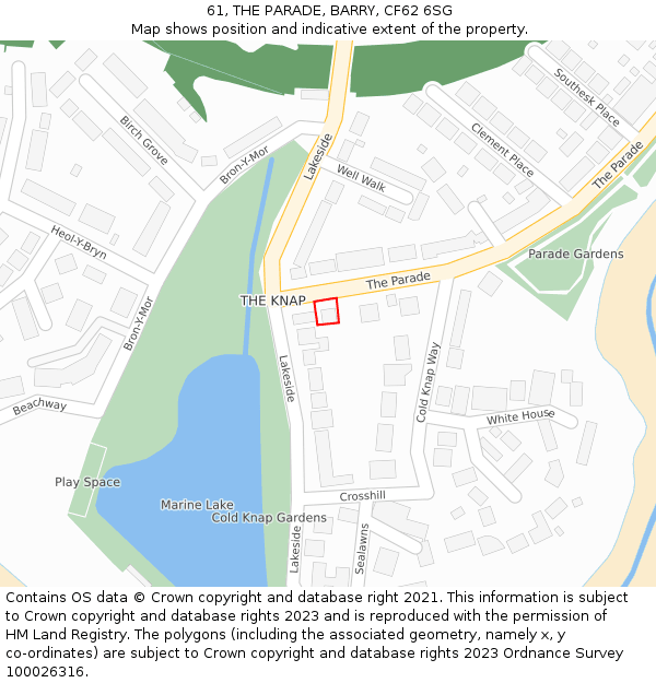 61, THE PARADE, BARRY, CF62 6SG: Location map and indicative extent of plot