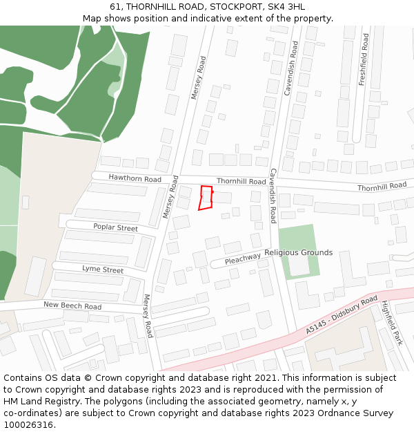 61, THORNHILL ROAD, STOCKPORT, SK4 3HL: Location map and indicative extent of plot
