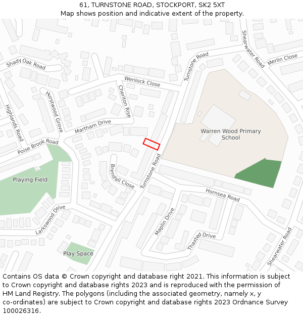 61, TURNSTONE ROAD, STOCKPORT, SK2 5XT: Location map and indicative extent of plot