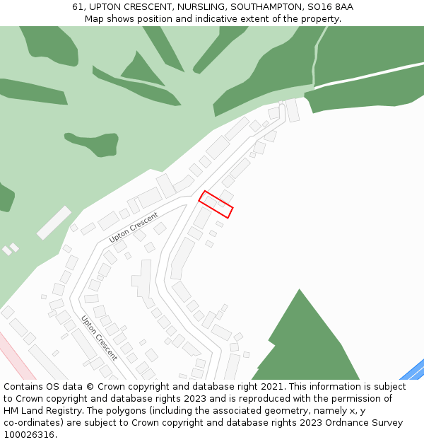 61, UPTON CRESCENT, NURSLING, SOUTHAMPTON, SO16 8AA: Location map and indicative extent of plot