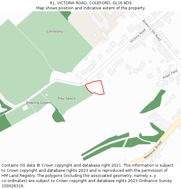61, VICTORIA ROAD, COLEFORD, GL16 8DS: Location map and indicative extent of plot