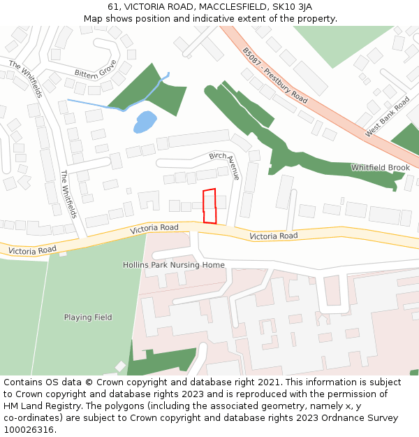 61, VICTORIA ROAD, MACCLESFIELD, SK10 3JA: Location map and indicative extent of plot