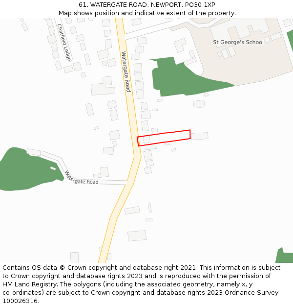 61, WATERGATE ROAD, NEWPORT, PO30 1XP: Location map and indicative extent of plot