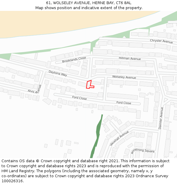 61, WOLSELEY AVENUE, HERNE BAY, CT6 8AL: Location map and indicative extent of plot