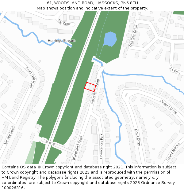 61, WOODSLAND ROAD, HASSOCKS, BN6 8EU: Location map and indicative extent of plot