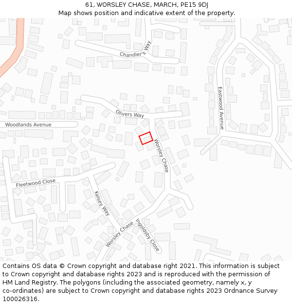 61, WORSLEY CHASE, MARCH, PE15 9DJ: Location map and indicative extent of plot