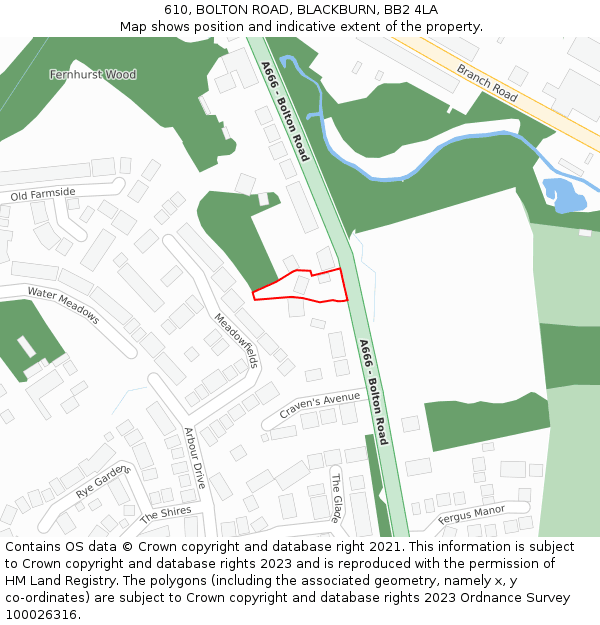 610, BOLTON ROAD, BLACKBURN, BB2 4LA: Location map and indicative extent of plot