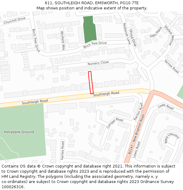 611, SOUTHLEIGH ROAD, EMSWORTH, PO10 7TE: Location map and indicative extent of plot