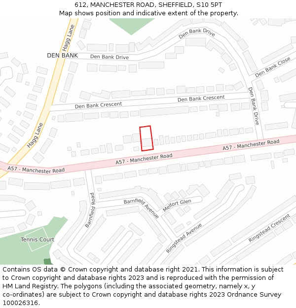612, MANCHESTER ROAD, SHEFFIELD, S10 5PT: Location map and indicative extent of plot