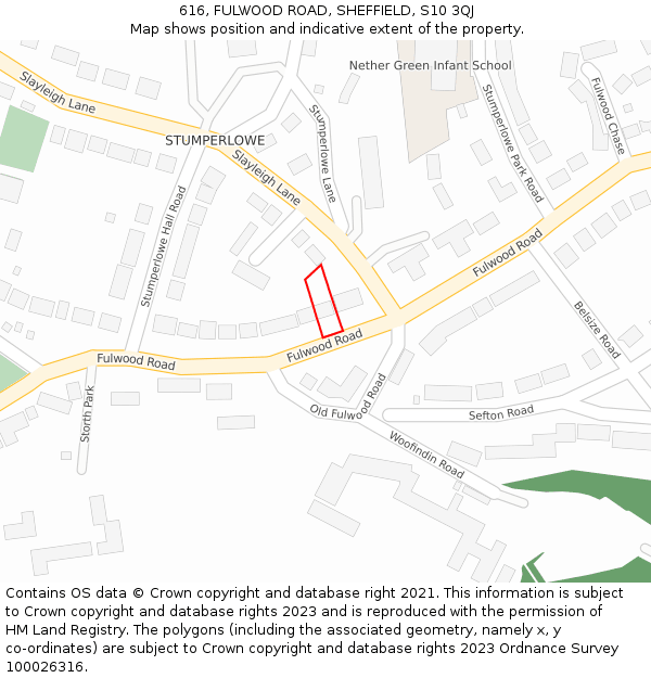 616, FULWOOD ROAD, SHEFFIELD, S10 3QJ: Location map and indicative extent of plot