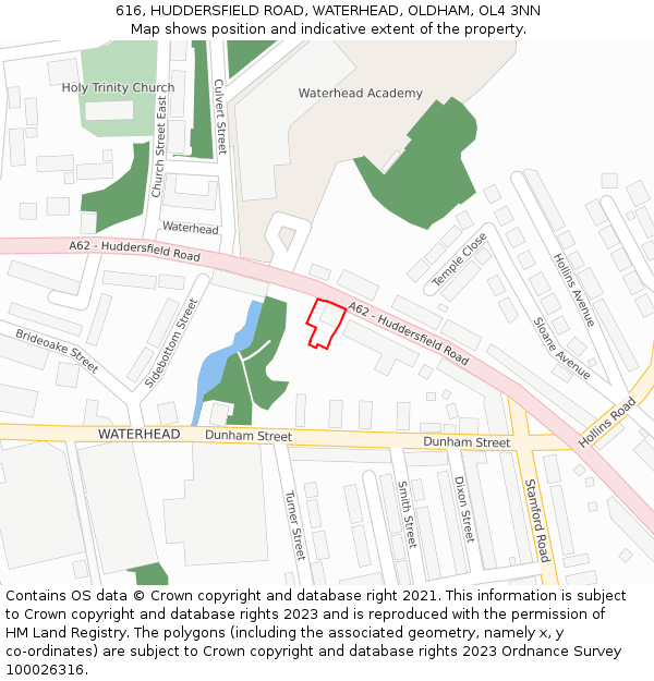 616, HUDDERSFIELD ROAD, WATERHEAD, OLDHAM, OL4 3NN: Location map and indicative extent of plot