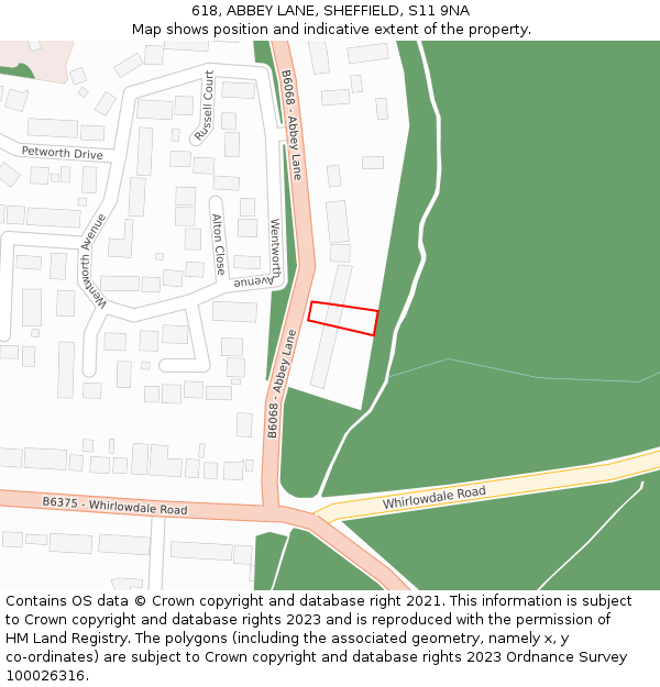 618, ABBEY LANE, SHEFFIELD, S11 9NA: Location map and indicative extent of plot