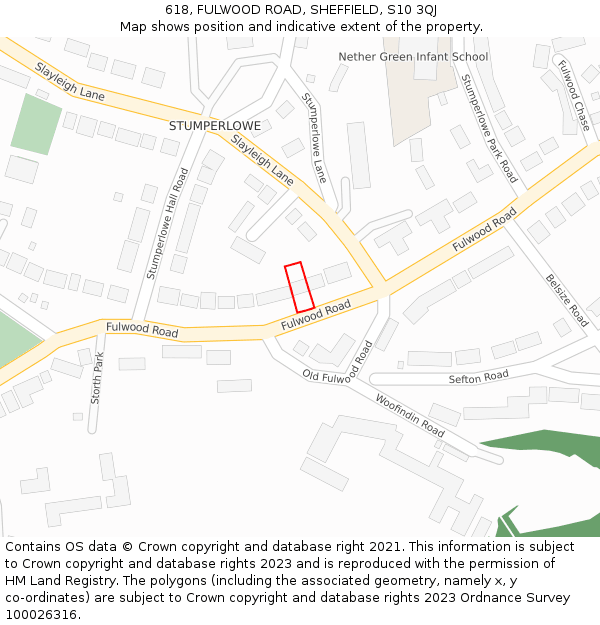 618, FULWOOD ROAD, SHEFFIELD, S10 3QJ: Location map and indicative extent of plot