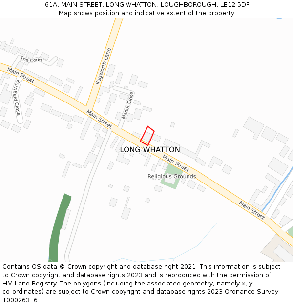 61A, MAIN STREET, LONG WHATTON, LOUGHBOROUGH, LE12 5DF: Location map and indicative extent of plot