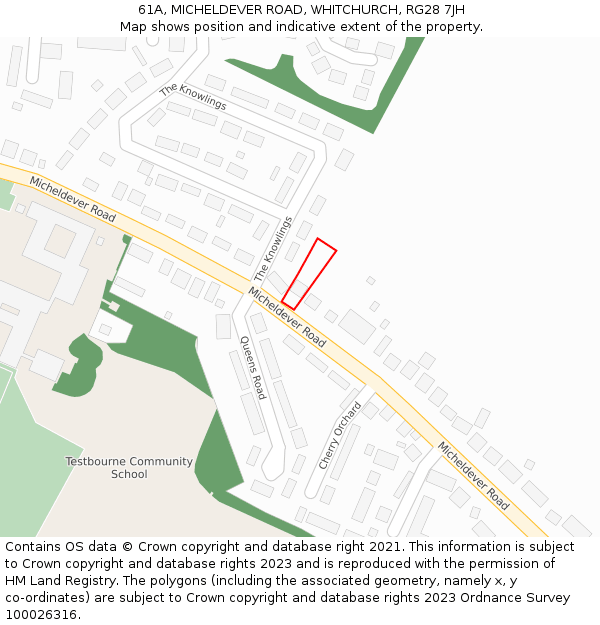 61A, MICHELDEVER ROAD, WHITCHURCH, RG28 7JH: Location map and indicative extent of plot
