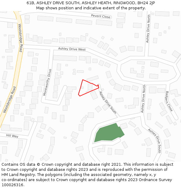 61B, ASHLEY DRIVE SOUTH, ASHLEY HEATH, RINGWOOD, BH24 2JP: Location map and indicative extent of plot