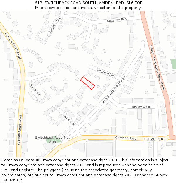 61B, SWITCHBACK ROAD SOUTH, MAIDENHEAD, SL6 7QF: Location map and indicative extent of plot